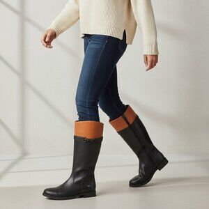 Clarks Girls Pita Topeka Black Brown Leather Waterproof Riding Boots Size 4.5